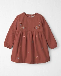 Toddler Girl Organic Cotton Embroidered Gauze Dress