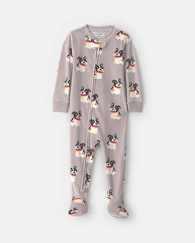 Baby Boy 1-Piece Dog 2-Way Zip DreamPlush Snug Fit Footed Pyjama - Grey