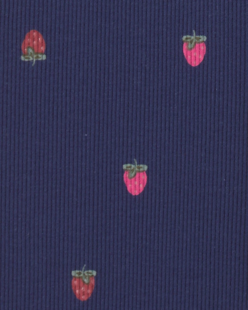 Baby Girl 2-Piece 'Sweet & Kind' Strawberry Long-Sleeve Top Pant Set - Navy Blue