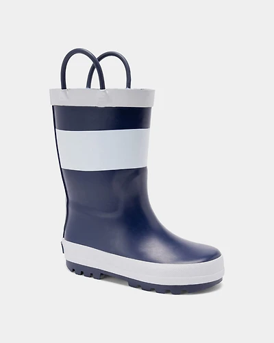 Toddler Boy Striped Rain Boots - Navy/White