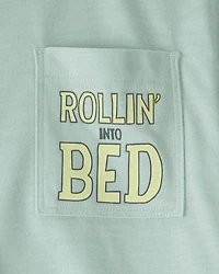 Toddler Boy Tractor Loose Fit 2-Piece Pyjama Set - Green