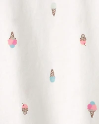 Baby Girl Ice Cream Top - White