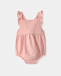 Baby Girl Solid Sleeveless Romper - Blush