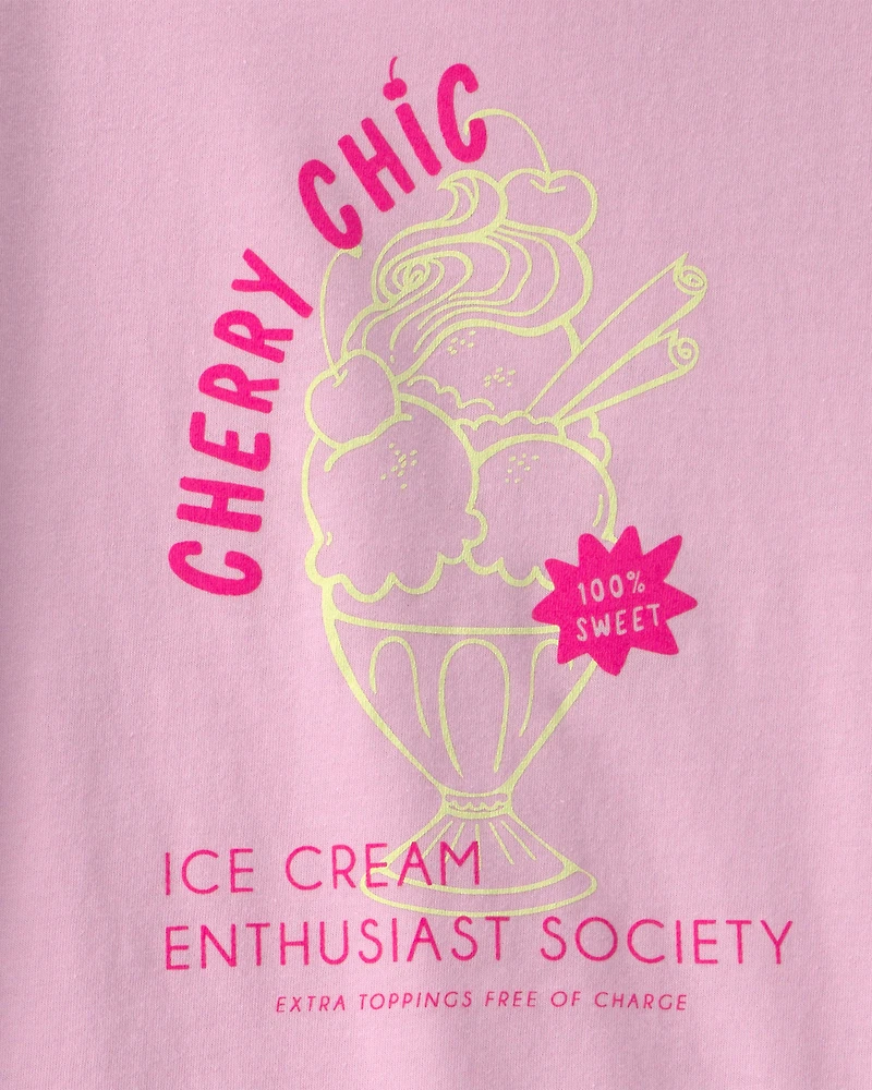 Girls 'Cherry Chic' Ice Cream Graphic Tee - Pink
