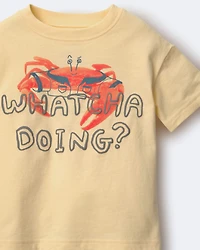 Toddler 'Whatcha Doing?' Relaxed Graphic Tee Crab Print - Yellow