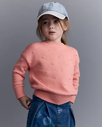 Toddler Girl Popcorn Sweater - Coral