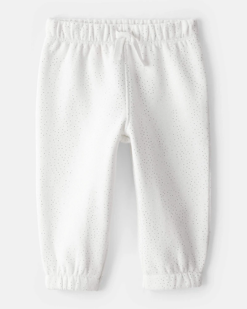 Baby Girl 2-Piece DayDream Fleece Snow Day Bodysuit & Pant Set - Cream/Blue