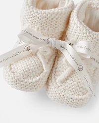 Baby Organic Cotton Crochet Booties Cream