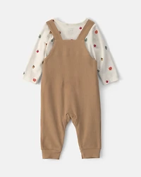 Baby Boy 2-Piece Thanksgiving Thermal Long-Sleeve Overall Set - Brown