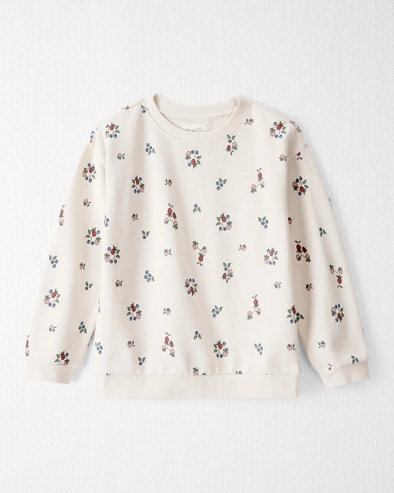 Girls Organic Cotton French Terry Sweatshirt Berry Blossom Print