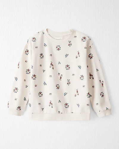 Girls Organic Cotton French Terry Sweatshirt Berry Blossom Print