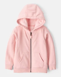 Toddler Girl Long-Sleeve Hooded Zip-Up Jacket - Pink