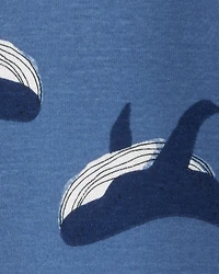 Baby Boy Whale Print Snug Fit Cotton Footie 1-Piece Pyjamas - Navy