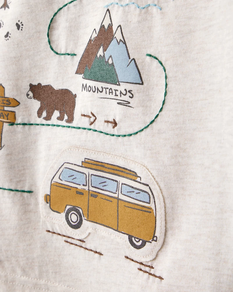 Toddler Boy Camping Long-Sleeve Graphic Tee - White