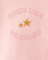 Baby Girl Shine Like Grandma Cotton Long-Sleeve Graphic Bodysuit - Pink