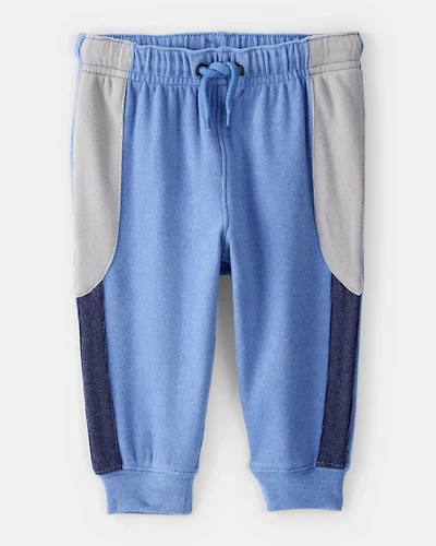 Baby Boy Colourblock Joggers - Blue/Grey