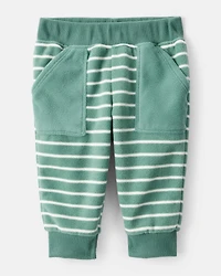 Baby Boy 3-Piece Construction Striped Print Hooded Zip-Up Jacket, Bodysuit & Pant Set - Green