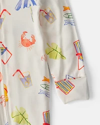 Baby Beach 2-Way Zip PurelySoft™ Snug Fit Sleeper - Cream