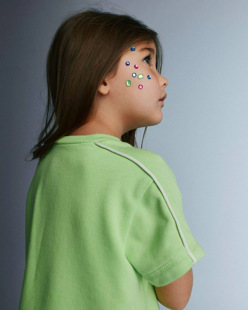 Toddler Girl Henley T-Shirt Dress - Lime Green