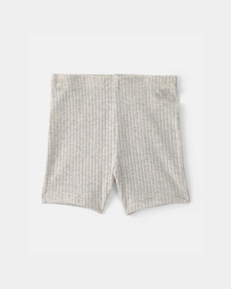 Baby Girl Rib Bike Shorts - Grey