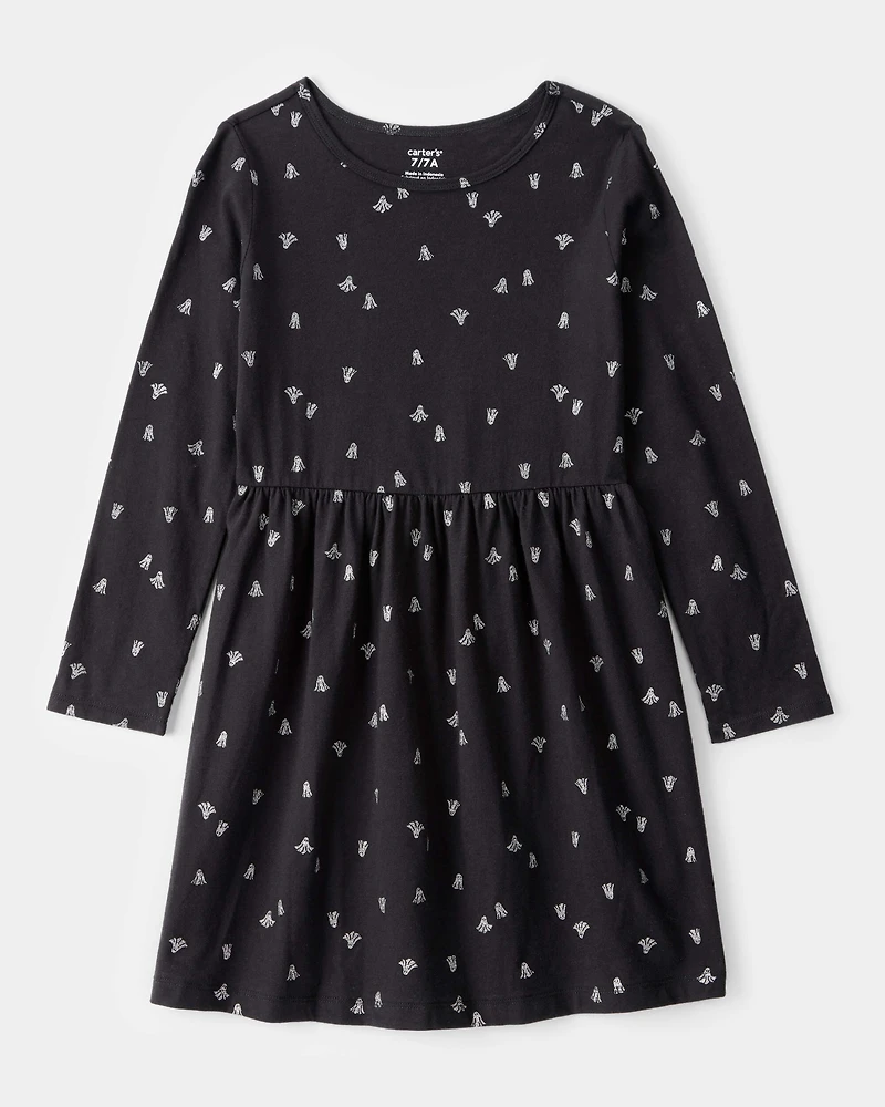 Girls Halloween Ghost Long-Sleeve Dress