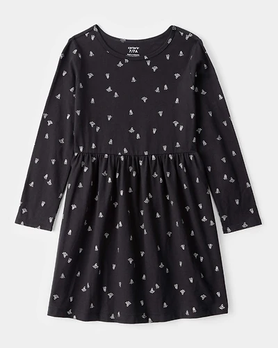 Girls Halloween Ghost Long-Sleeve Dress