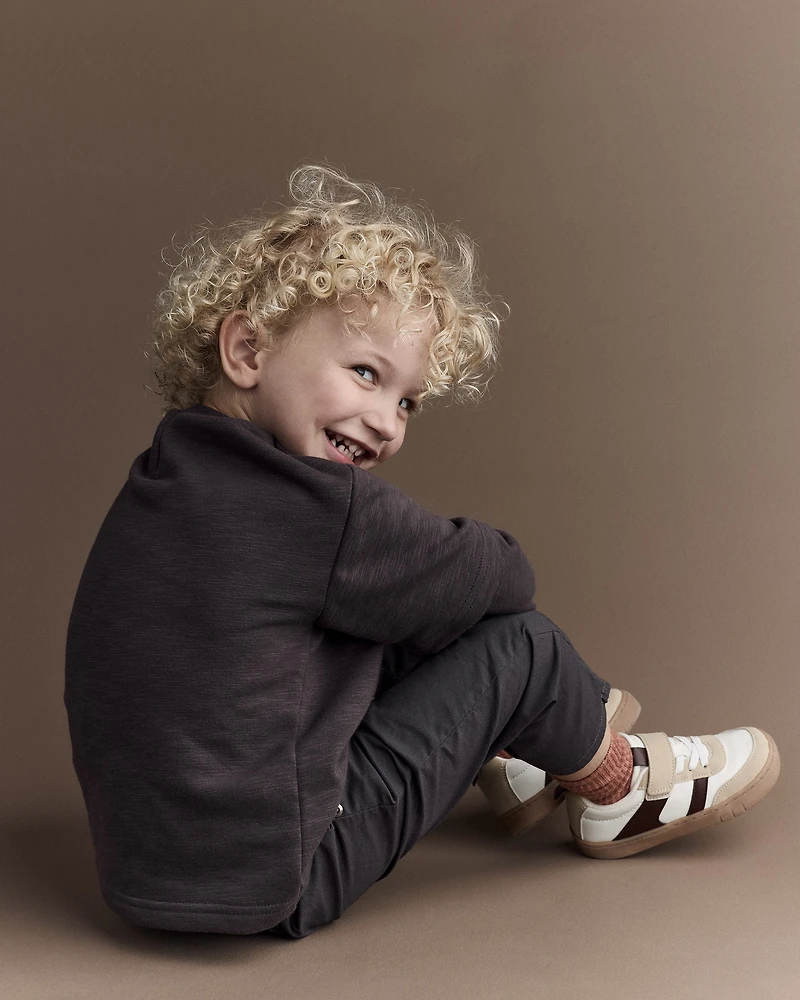 Toddler Boy Long-Sleeve Pocket Tee - Dark Grey