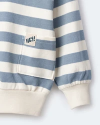 Toddler 'Hey!' Striped Otter Sweatshirt™ with Pockets - Blue/Cream