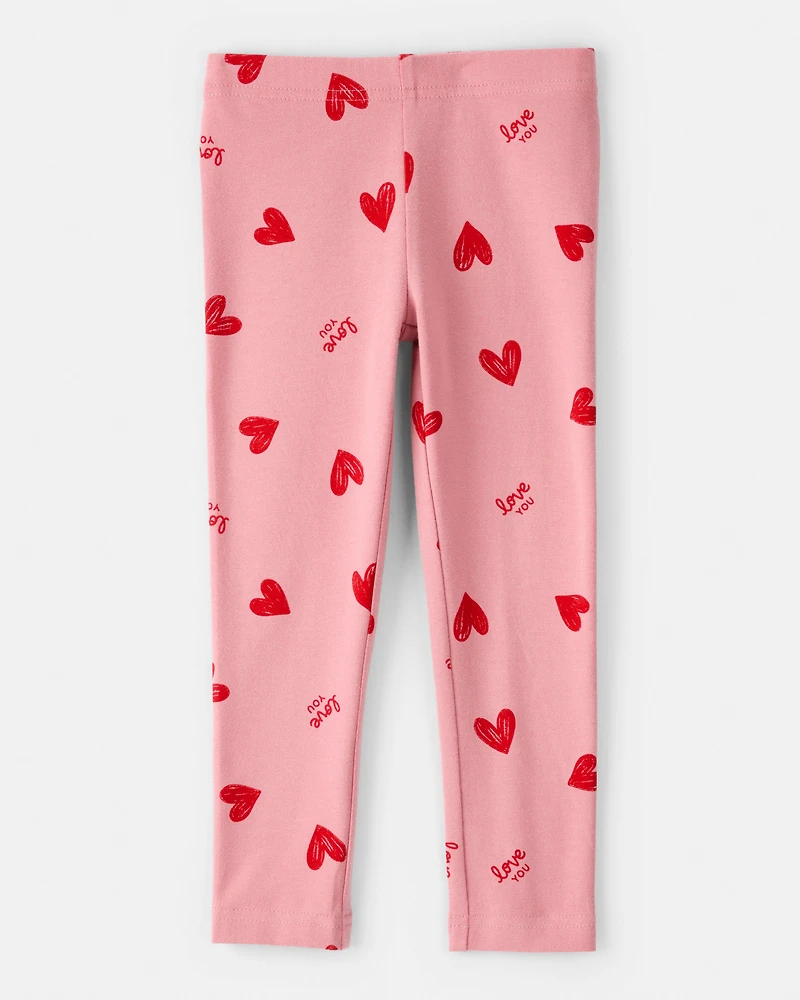 Toddler Girl Heart Pull-On Stretch Leggings - Pink