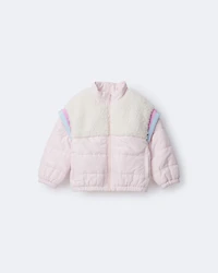 Toddler Girl Colourblock Zip-Up Jacket - Light Pink/Cream