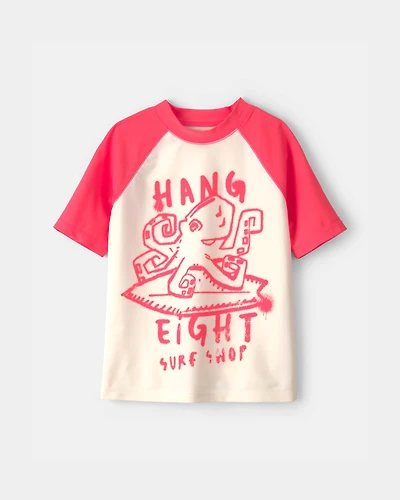 Boys Octopus Short-Sleeve Rashguard - Red/Cream