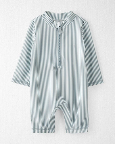 Baby Boy Recycled Long-Sleeve Rashguard Romper Stripes