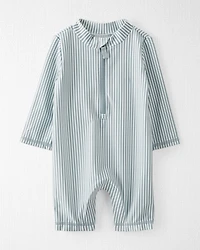 Baby Boy Recycled Long-Sleeve Rashguard Romper Stripes