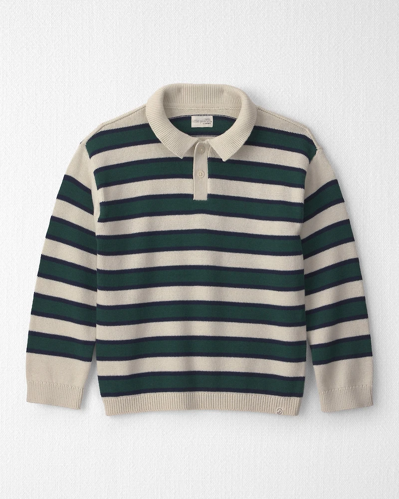 Boys Organic Cotton Sweater Knit Polo Stripes