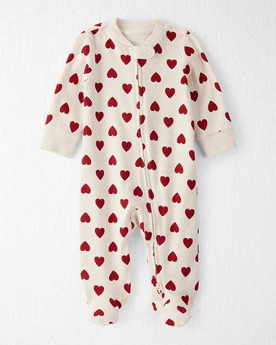 Baby Organic Cotton Sleep & Play Pyjamas Forever Hearts Print