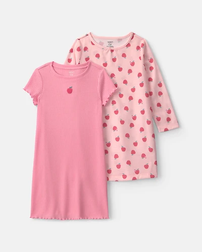 Girls 2-Pack Apple Night Gown - Pink