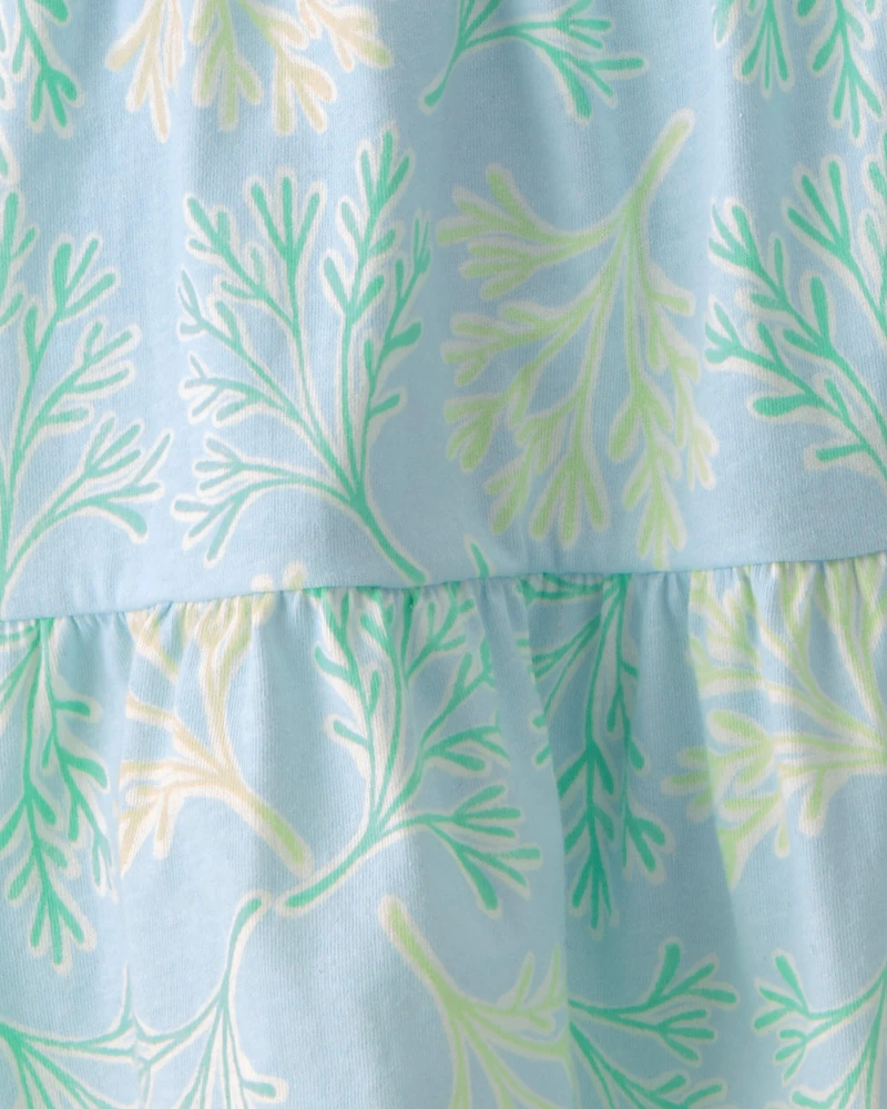 Girls 2-Piece Tank Top & Tropical Floral  Skirt Set - Blue