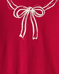 Toddler Girl Bow Long-Sleeve Graphic Tee - Red