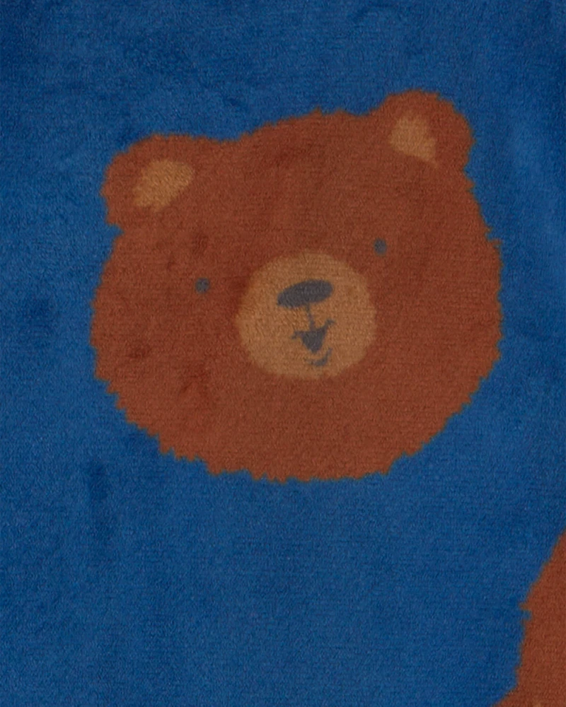 Toddler Boy 1-Piece Bear DreamPlush Snug Fit Footed Pyjama - Navy Blue