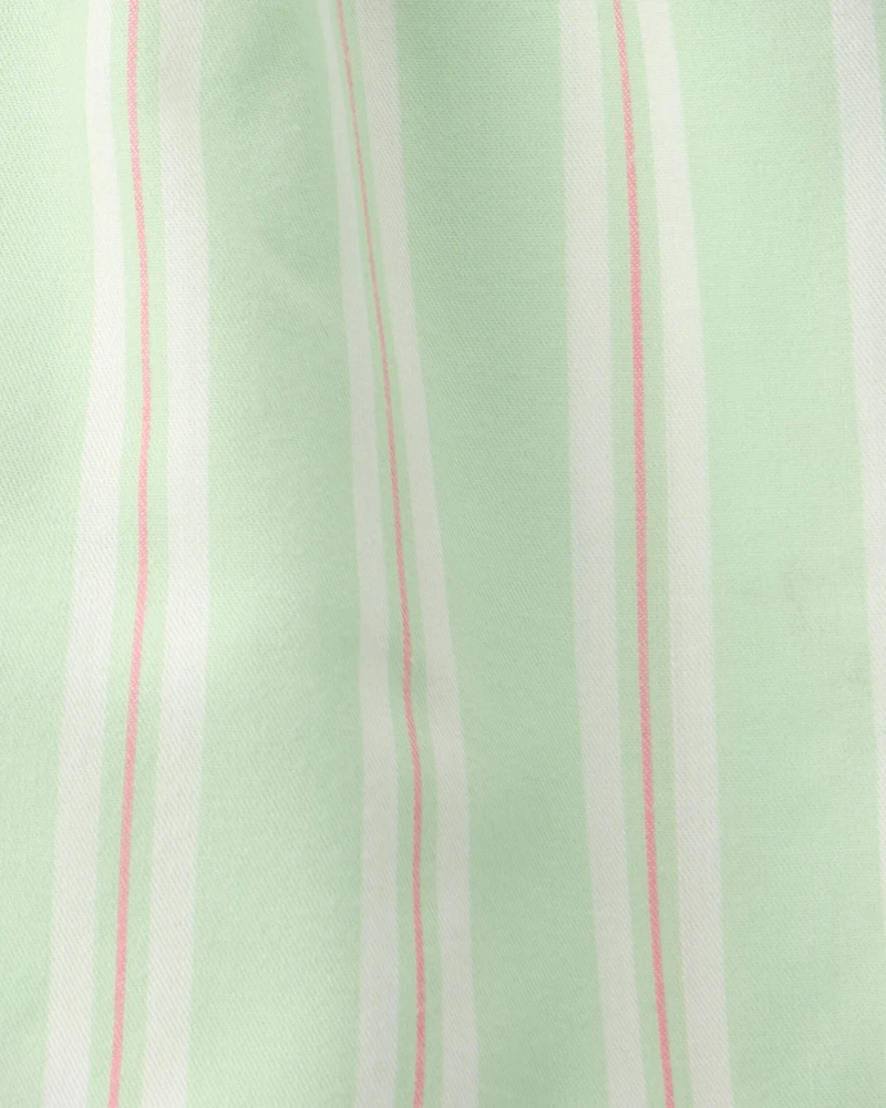 Girls Club Snooze' Flower Short-Sleeve Loose Fit 2-Piece Pyjama Set - Ivory/Green