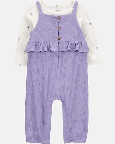 Baby Girl 2-Piece Long-Sleeve Tee & Coverall Set