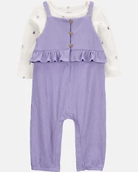 Baby Girl 2-Piece Long-Sleeve Tee & Coverall Set