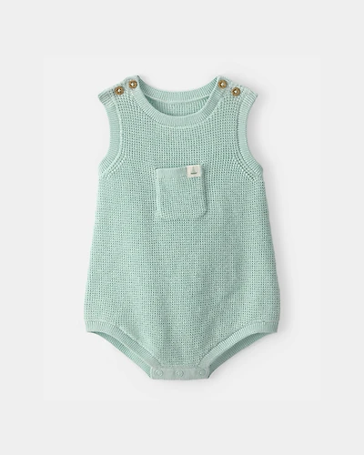 Baby Crochet Bubble Romper - Green