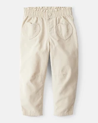 Toddler Girl Heart Pocket Barrel Pants - Tan