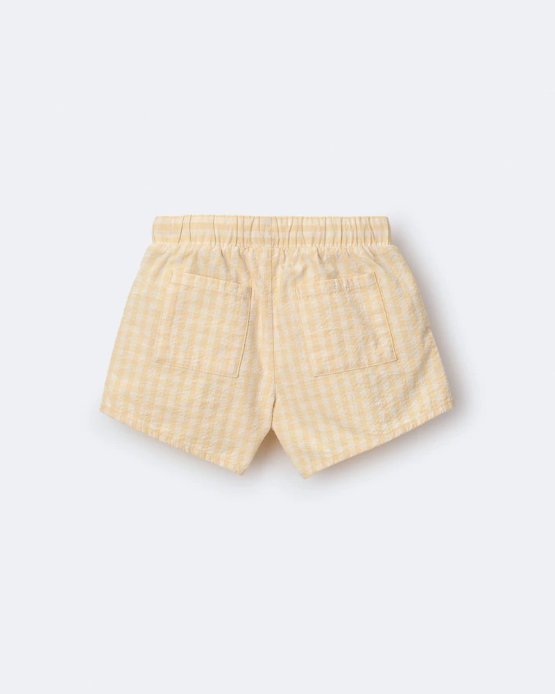 Toddler Girl Gingham Peplum Short - Yellow