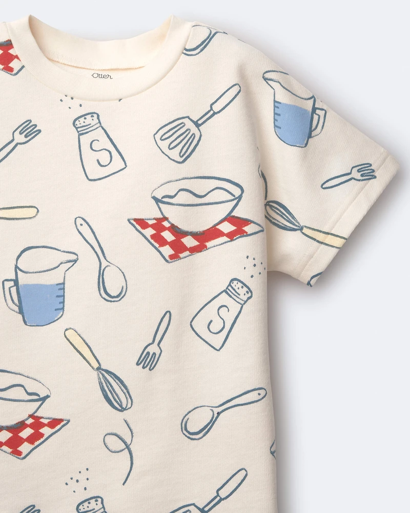 Toddler Dolman Tee Baking Print - Cream