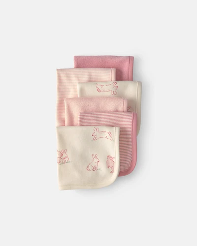 Baby Girl 6-Pack Bunny Terry Washcloths - Pink