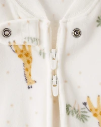 Baby Giraffe Print Long-Sleeve Wearable Blanket - White