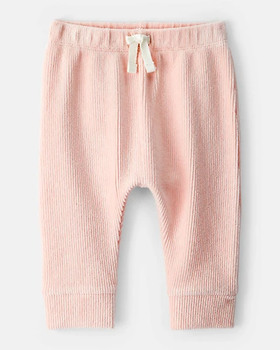 Baby Girl Ribbed Velour Pant - Pink
