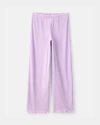 Girls Moon Rib Loose Fit 2-Piece Pajama Set - Purple